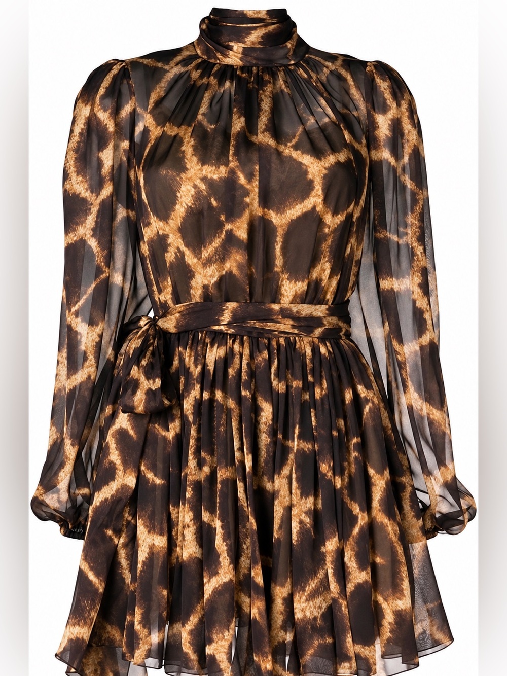 Dolce & Gabbana Leopard Print Silk Chiffon Mini Dress US 10 Rare